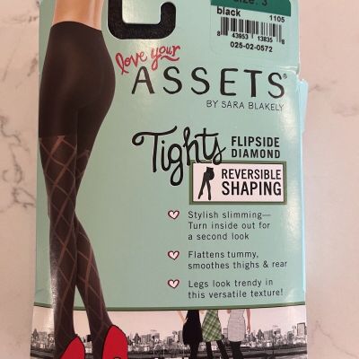 Spanx Assets Tights Flipside Diamond Reversible Shaping Sz 3 Black Nwt